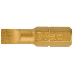 5,5x1x25mm lapos bit / egyhornyú bithegy Tin bevonattal C 6,3 1/4 - Felo - 02052070   5,5x1x25mm lapos bit / egyhornyú bithegy Tin bevonattal C 6,3 1/4 - Felo - 02052070