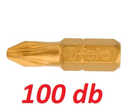 PZ2x25mm PZ bit / Pozidriv bithegy TiN bevonattal C 6,3 1/4 (100db) - Felo - 02102077