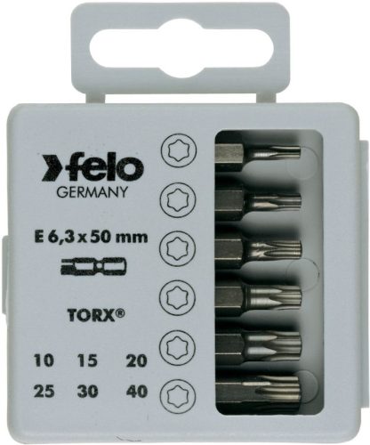 T10-T40 Torx Profi Bit Box készlet E 6,3x50mm - Felo - 03691516