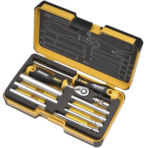 1/4 R-Go M-TEC dugókulcs Ergonic racsni és csavarhúzó szerszámkészlet (10 részes) - Felo - 05781006