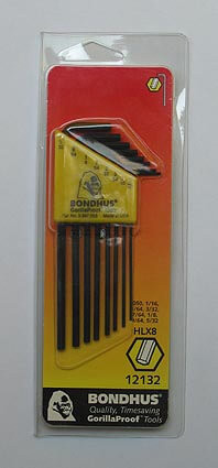 0,050-5/32 inch L-imbuszkulcs készlet hosszú egyenesvégű HLX8 - Bondhus - 12132