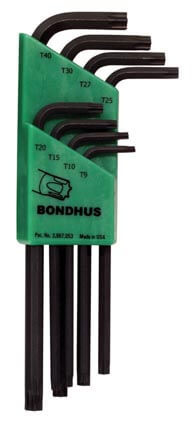 T9-T40 Torx L-kulcs készlet hosszú biztonsági furatos TR-TL8 - Bondhus - 32434