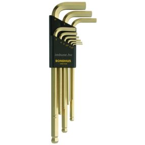 1,5-10mm L-imbuszkulcs készlet hosszú gömbvégű GoldGuard 14K arany bevonattal - BLX9MG - Bondhus - 38099   1,5-10mm L-imbuszkulcs készlet hosszú gömbvégű GoldGuard 14K arany bevonattal - BLX9MG - Bondhus - 38099