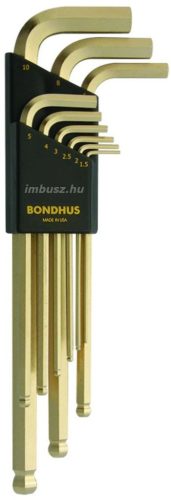 1,5-10mm L-imbuszkulcs készlet hosszú gömbvégű GoldGuard 14K arany bevonattal - BLX9MG - Bondhus - 38099