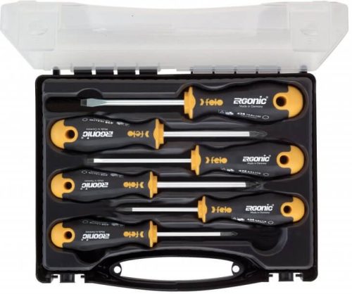 Lapos-PZ-PH Ergonic 6 részes csavarhúzó készlet műanyag kofferben - Felo - 40010636