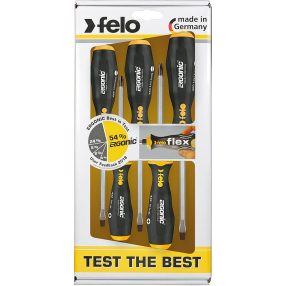   Lapos-PH Ergonic üthető 5 részes gépi csavarhúzó készlet 3K acélvégű markolattal - Felo - 45095148