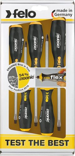 Lapos-PH Ergonic üthető 5 részes gépi csavarhúzó készlet 3K acélvégű markolattal - Felo - 45095148