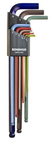 1,5-10mm L-imbuszkulcs készlet színes extra hosszú gömbvégű BLX9MXLCG - Bondhus - 69699