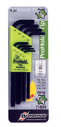 T9-T40 Torx L-kulcs készlet ProHold hosszú egyenesvégű PHTX8 - Bondhus - 71834