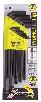 0,050-3/8 inch L-imbuszkulcs készlet ProHold hosszú gömbvégű PBLX13 - Bondhus - 74937