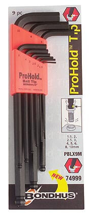 1,5-10mm L-imbuszkulcs készlet ProHold hosszú gömbvégű PBLX9M - Bondhus - 74999
