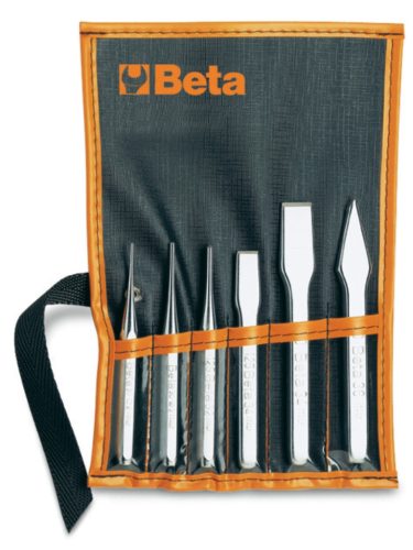 38/SP6 6 részes kiütő,pontozó , laposvágó és keresztvágó szerszám szerszám készlet tartóval - Beta - 000380009