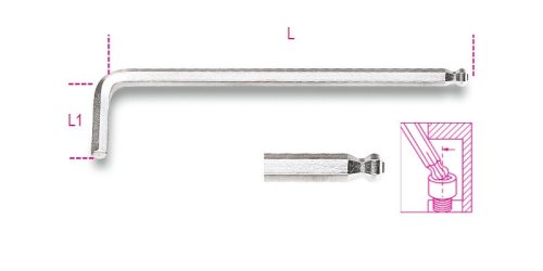 96BPC 4 mm Hajlított gömbfejű imbuszkulcs, krómozott - Beta - 000960344