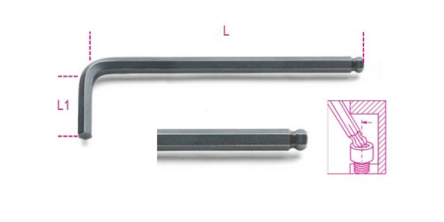 96BP-AS 3/16 mm Hajlított gömbfejű imbuszkulcs, barnított - Beta - 000960992