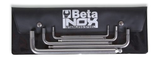 96BPINOX/B6 6 darabos hatlapfejű hajlított belső kulcs gömbös szélekkel, rozsdamentes acélból, tasakban - Beta - 000961455