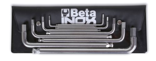96BPINOX/B9 6 darabos hatlapfejű hajlított belső kulcs rozsdamentes acélból, tasakban - Beta - 000961456