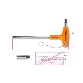   96TBP-HS 4 Hajlított gömbfejű imbuszkulcsok nagy nyomatékú T-markolattal, krómozott, H-SAFE - Beta - 000964687