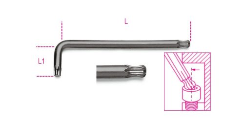 97BTx 27 mm Hajlított gömbfejű Torx®-imbuszkulcs, barnított - Beta - 000970127