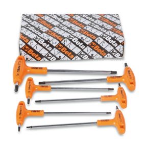 97TTx/S6 T-szárú Torx®-imbuszkulcs készlet, műanyag markolattal, krómozott, fekete hegyek - Beta - 000970791   97TTx/S6 T-szárú Torx®-imbuszkulcs készlet, műanyag markolattal, krómozott, fekete hegyek - Beta - 000970791
