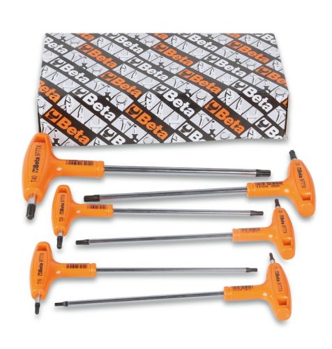 97TTx/S6 T-szárú Torx®-imbuszkulcs készlet, műanyag markolattal, krómozott, fekete hegyek - Beta - 000970791