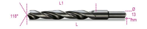 410A 13,50 Rövid nagyméretű csigafúró 13 mm-es hengeres szárral, HSS, hengerelt, barnított - Beta - 004100281