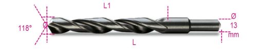 410A 17,50 Rövid nagyméretű csigafúró 13 mm-es hengeres szárral, HSS, hengerelt, barnított - Beta - 004100294