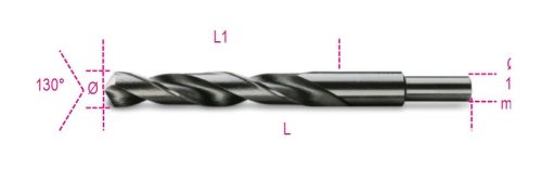 412A 13,50 Rövid nagyméretű csigafúró 13 mm-es hengeres szárral, HSS, köszörült, barnított - Beta - 004120202