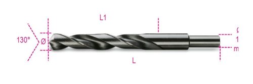 412A 18,00 Rövid nagyméretű csigafúró 13 mm-es hengeres szárral, HSS, köszörült, barnított - Beta - 004120216