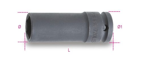 720LS 30 Gépi Dugókulcs csavarbehajtóhoz hosszú, keskeny kivitel foszfátozott - Beta - 007200380