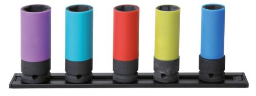 720LC/PM5 5 DARABOS GÉPI DUGÓKULCS KÉSZLET KERÉKANYÁKHOZ SZÍNES POLIMER BETÉTEKKEL, 1/2" MÁGNESES TARTÓSÍNEN - Beta - 007200646