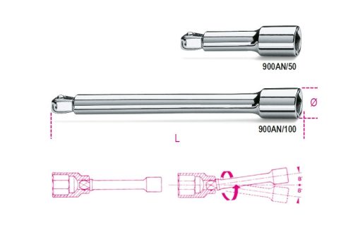 900AN/100 1/4"-os gömbvégű toldó - Beta - 009000826