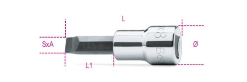 910LP 1X5,5Csavarhúzó-Dugókulcs hasítottfejű csavarokhoz, krómozott, barnított fej - Beta - 009100452
