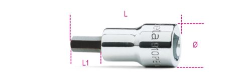 910PE 3 3/8"-os imbusz-Dugókulcs, krómozott, fekete heggyel - Beta - 009100490