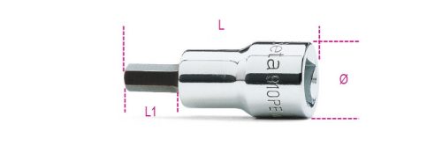 910PE 7 3/8"-os imbusz-Dugókulcs, krómozott, fekete heggyel - Beta - 009100497