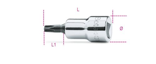 910TX 25 3/8"-os Torx® imbusz-Dugókulcs, krómozott, fekete hegy - Beta - 009100521