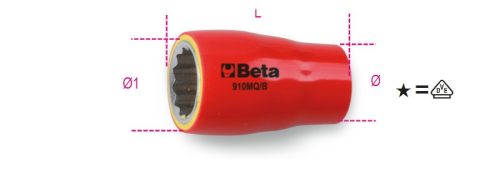 910MQ-B/6 3/8" TIZENKÉTSZÖGŰ DUGÓKULCS, SZIGETELT 6 MM - Beta - 009100616