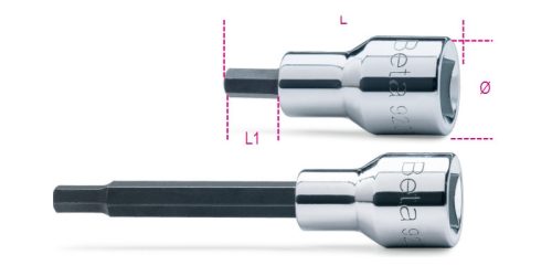 920PE 3 1/2"-os imbusz-Dugókulcs, krómozott, barnított hegy - Beta - 009200410