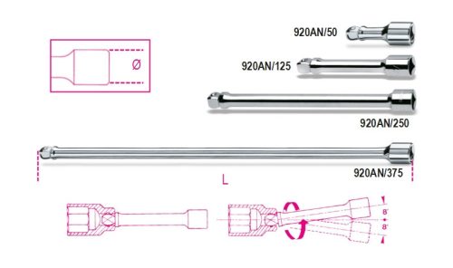 920AN/50 1/2"-os gömbvégű toldó - Beta - 009200833