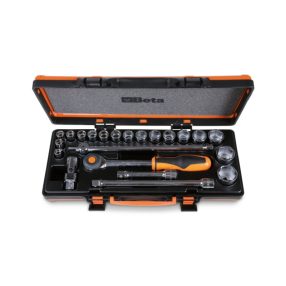   920A/C17HR 17 hatlapfejű Dugókulcs és 5 tartozék készlet kemény hőformázott tálcában, lemezdobozban - Beta - 009200939