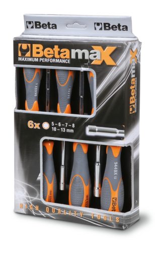 944Bx/D6 6 részes dugókulcs-csavarhúzó szerszám készlet bi-materiál nyéllel - Beta - 009440056