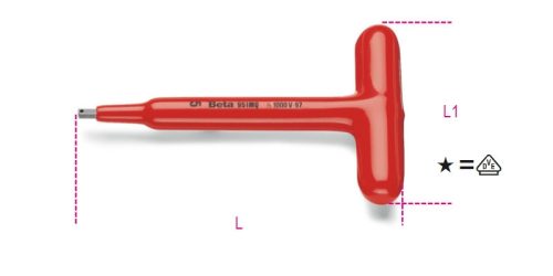 951MQ/3 T-SZÁRÚ IMBUSZKULCS, SZIGETELT, 3 MM - Beta - 009510703