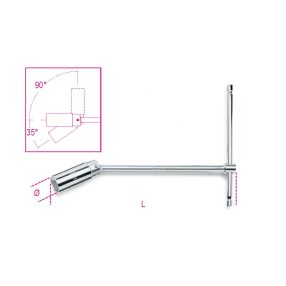  957 20,8 Rövid csuklós T-gyertyakulcs, krómozott - Beta - 009570001