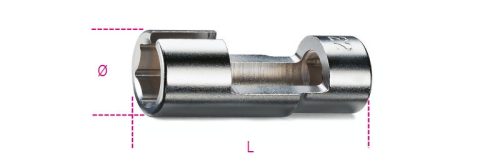 960SL110 1/2"-os lambda-szonda dugókulcs, krómozott, nyitott hatlapú fej - Beta - 009600110