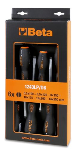 1243LP/D6 6 darabos acélfejű csavarhúzó készlet hasítottfejű csavarokhoz - Beta - 012430016