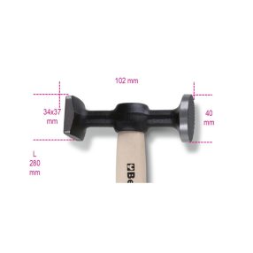   1357Z/45 Karosszériakalapács lapos, kerek rovátkás és sima négyszög fejjel, fanyéllel - Beta - 013570045