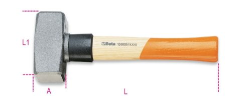 1380S 1250 Ráverő kalapács nyélvédővel, fanyéllel - Beta - 013800410