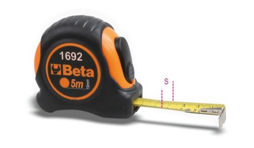 1692/2 Mérőszalag, ütésálló bimateriál ABS-ház, acélszalag, pontossági osztály: II - Beta - 016920052
