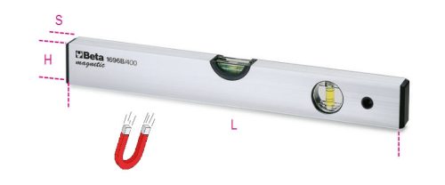 1696B 400 Mágneses vízmérték eloxált alumíniumból, 2 törésbiztos libella, pontosság: 1 mm/m - Beta - 016960204