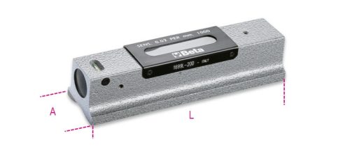 1699L/1 Precíziós vízmérték kokillaöntvény, köszörült prizmaalaplappal, 2 törésbiztos libella, fadobozban, pontosság: 0.02 mm/m - Beta - 016990005