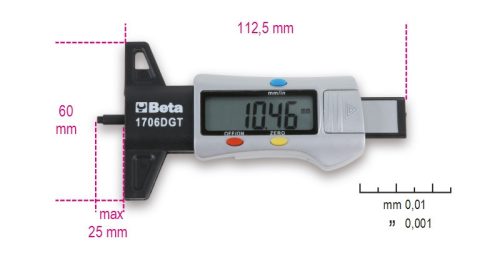 1706DGT Digitális gumiprofil-mélységmérő - Beta - 017060011